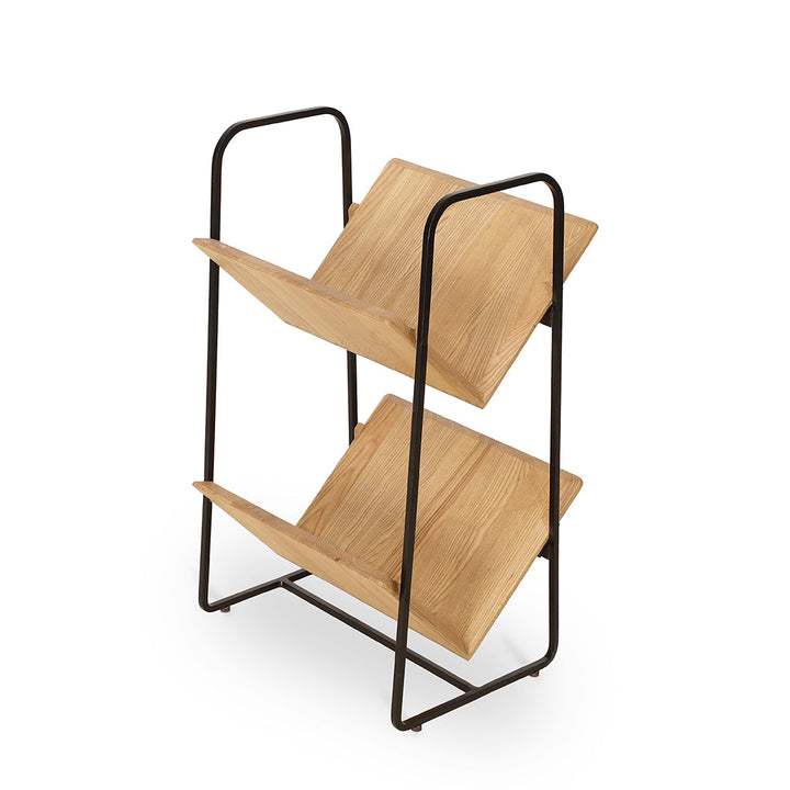 Lektura - Metal Magazine Rack with Solidwood