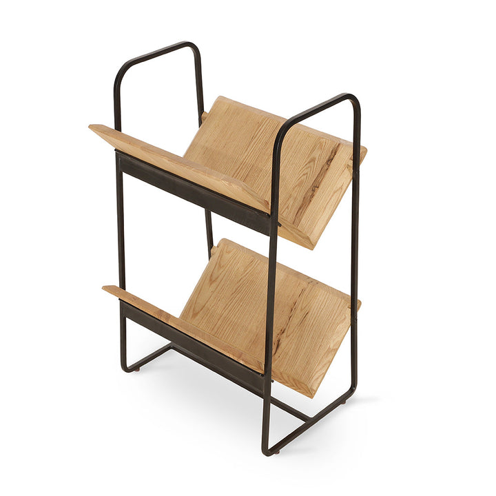Lektura - Metal Magazine Rack with Solidwood