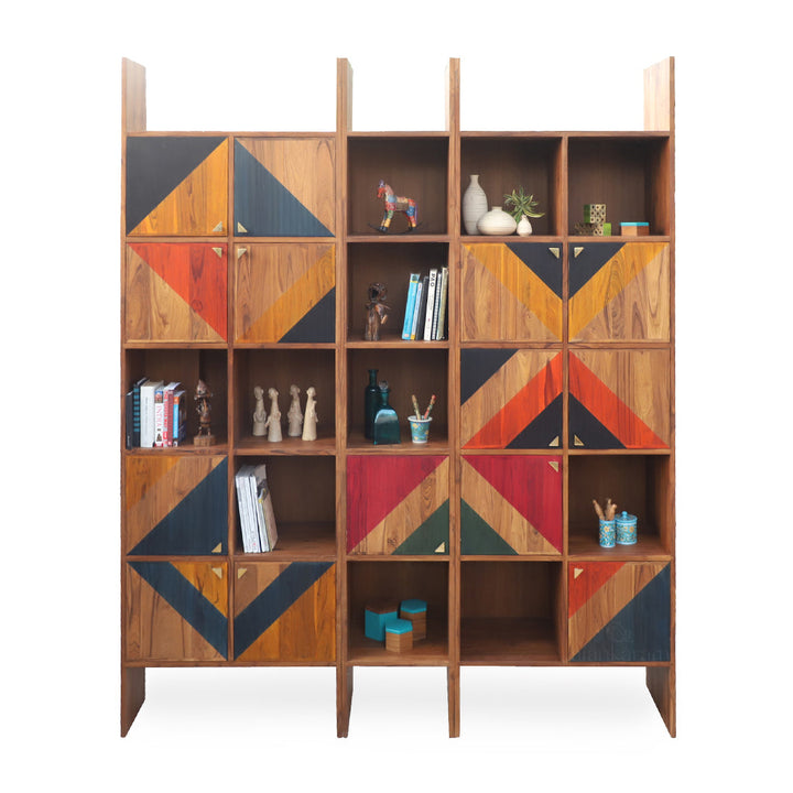 Nelio Teakwood Storage Unit with Multicolor Fronts