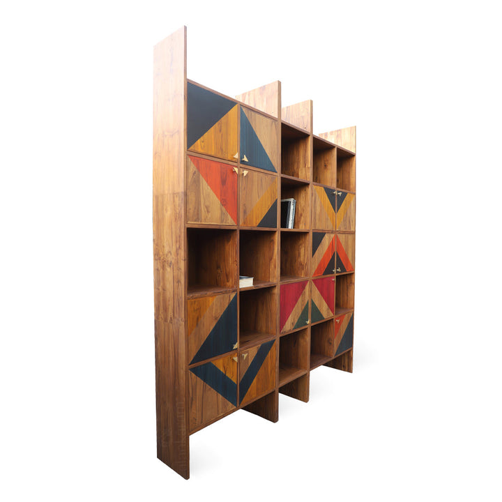 Nelio Teakwood Storage Unit with Multicolor Fronts