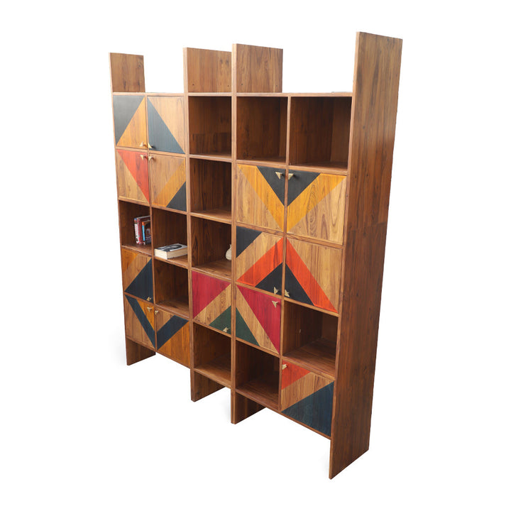 Nelio Teakwood Storage Unit with Multicolor Fronts