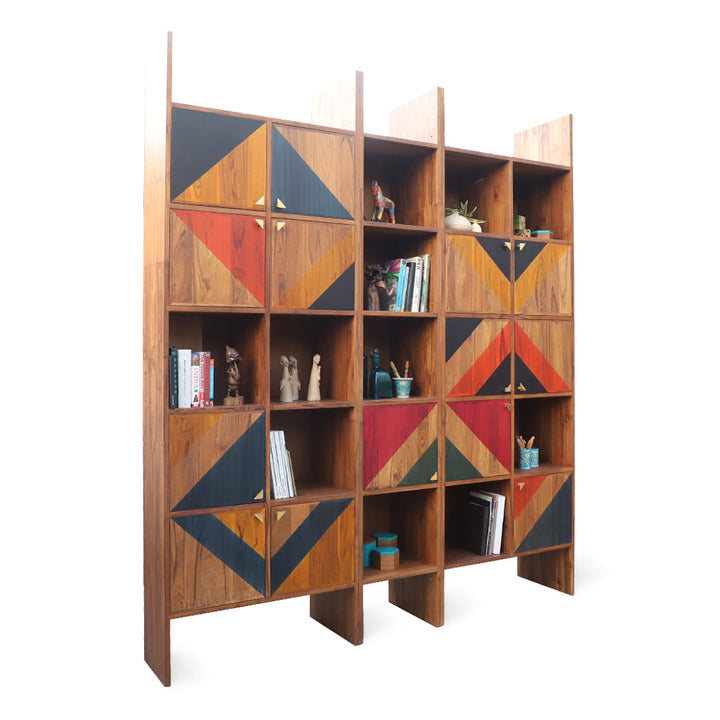 Nelio Teakwood Storage Unit with Multicolor Fronts