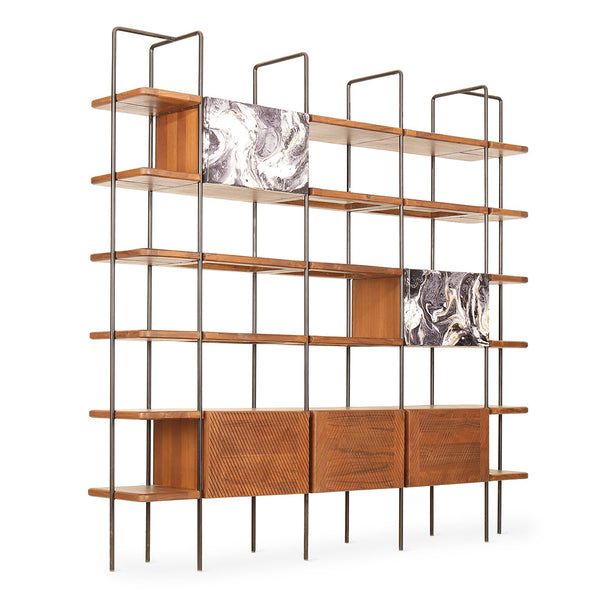Refu – Metal Teak Decorative Unit, Abstract Art