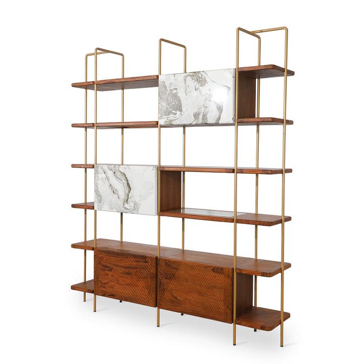 Refu Teakwood Decorative Unit with Abstract Art