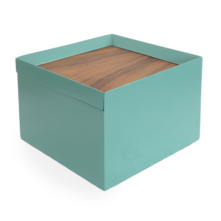 Kasti - Teakwood Multipurpose Box with Turquoise Green PU