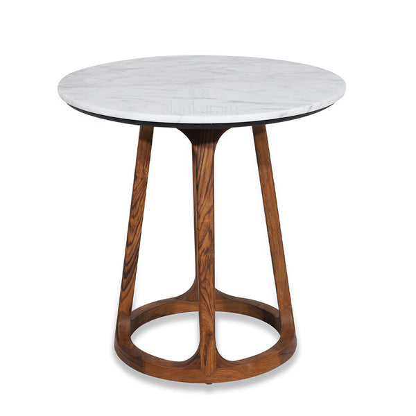 Kruhy - Teakwood Cafe Table with Stone Top