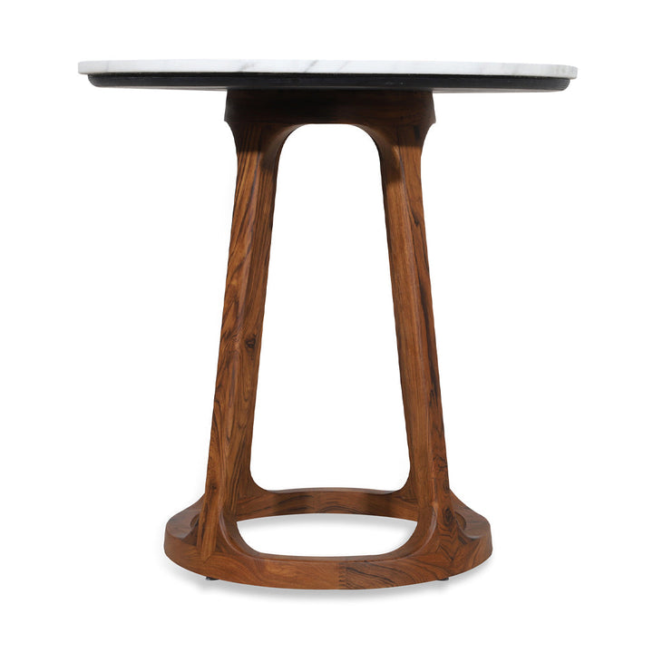 Kruhy - Teakwood Cafe Table with Stone Top