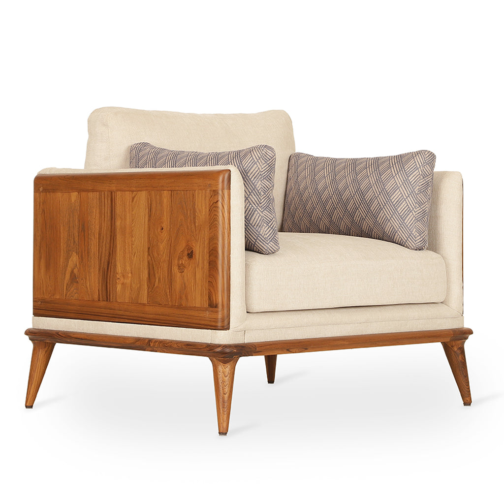 Mysig - Teak Club/Sofa Chair, Upholstered back | Alankaram