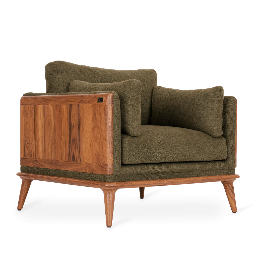 Mysig - Teak Club/Sofa Chair, Upholstered back | Alankaram