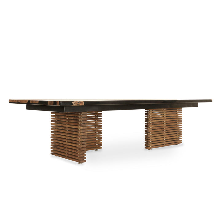 Smola Teakwood Conference / Dining Table with Black Resin