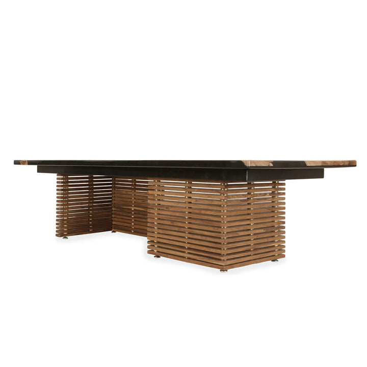 Smola Teakwood Conference / Dining Table with Black Resin