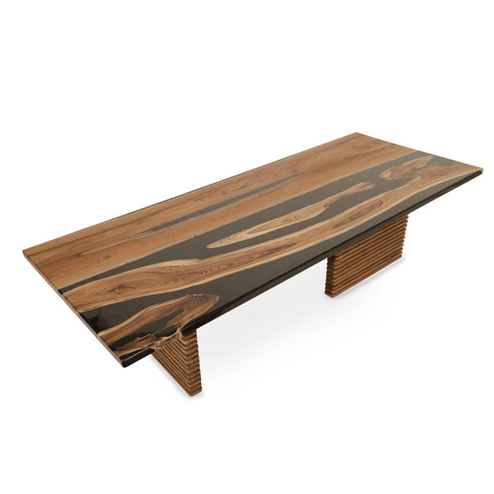 Smola Teakwood Conference / Dining Table with Black Resin