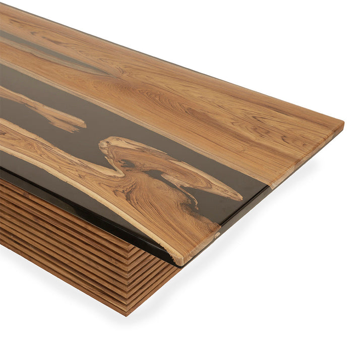 Smola Teakwood Conference / Dining Table with Black Resin