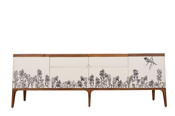 Finura - Teakwood Storage Unit with White Hand Painted Fronts