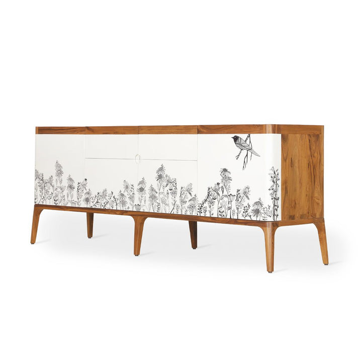Finura - Teakwood Storage Unit with Hand Painted Fronts