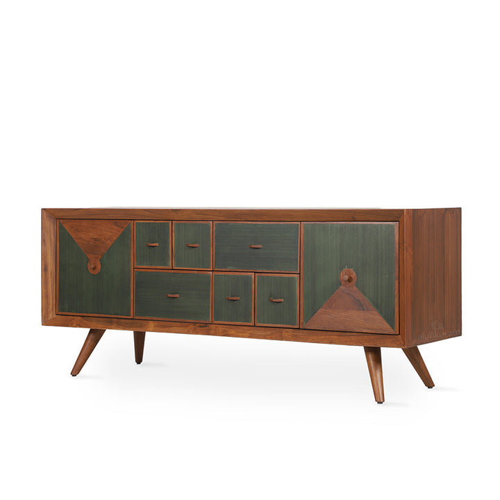 Gurvi - Teakwood Cutlery Unit with Green Stain