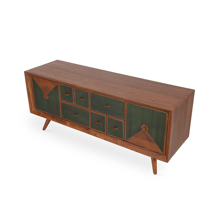 Gurvi - Teakwood Cutlery Unit with Green Stain