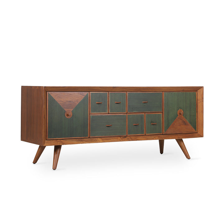 Gurvi - Teakwood Cutlery Unit with Green Stain