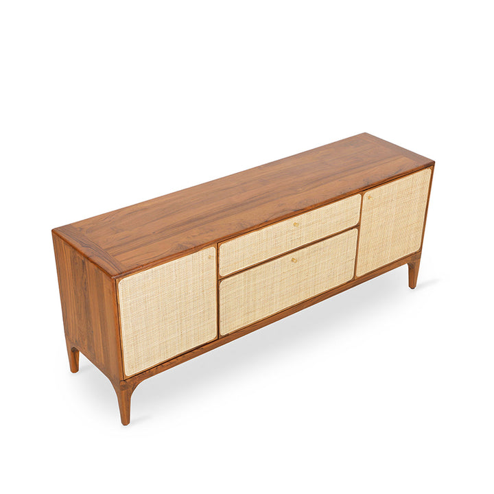 Loodus Teakwood TV Unit with Rattan