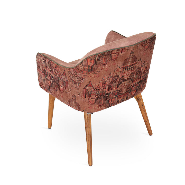 Aavaha - Teak Legs Dining Chair, Doll Printed Fabric, Dining & Study Chairs - Alankaram