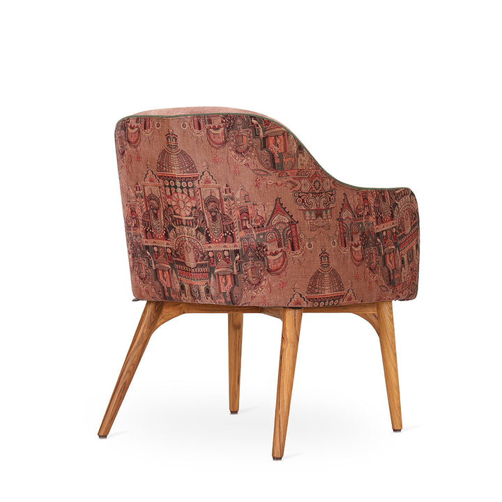 Aavaha - Teak Legs Dining Chair, Doll Printed Fabric, Dining & Study Chairs - Alankaram