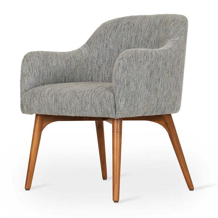 Aavaha - Teak Legs Dining Chair, Grey Fabric, Dining & Study Chairs - Alankaram