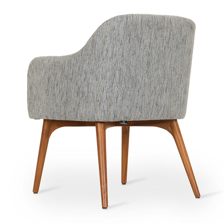 Aavaha - Teak Legs Dining Chair, Grey Fabric, Dining & Study Chairs - Alankaram