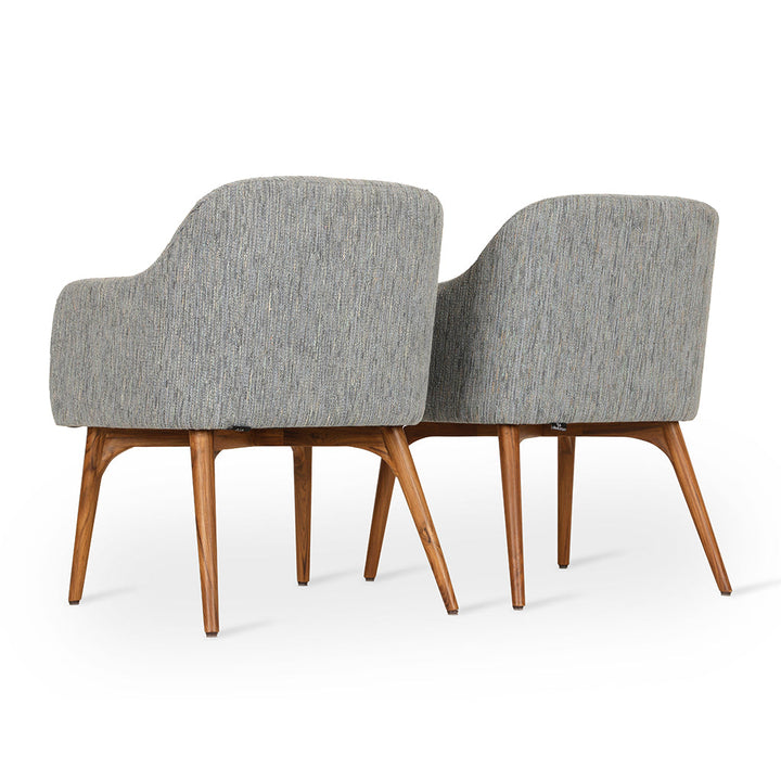 Aavaha - Teak Legs Dining Chair, Grey Fabric, Dining & Study Chairs - Alankaram
