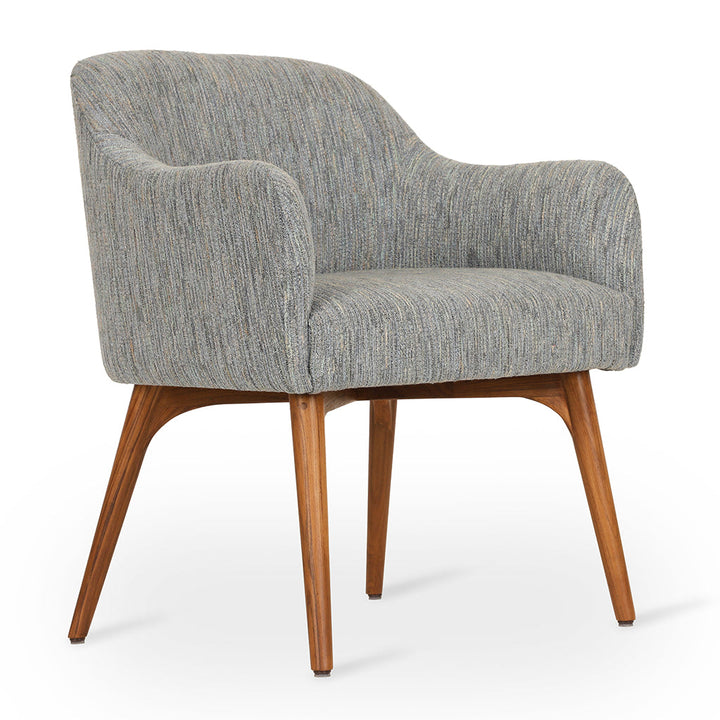 Aavaha - Teak Legs Dining Chair, Grey Fabric, Dining & Study Chairs - Alankaram