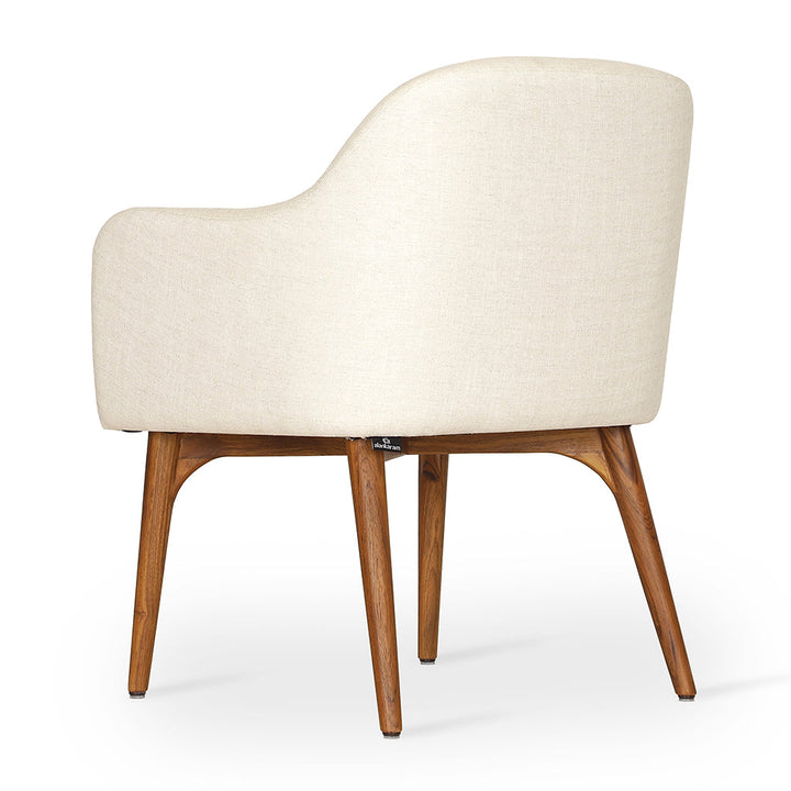 Aavaha - Teak Legs Dining Chair, White Fabric, Dining & Study Chairs - Alankaram