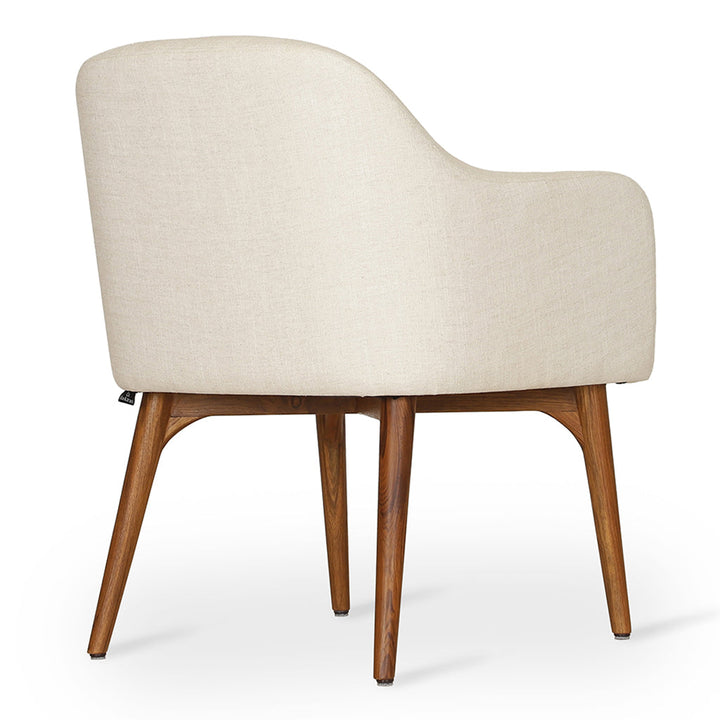 Aavaha - Teak Legs Dining Chair, White Fabric, Dining & Study Chairs - Alankaram