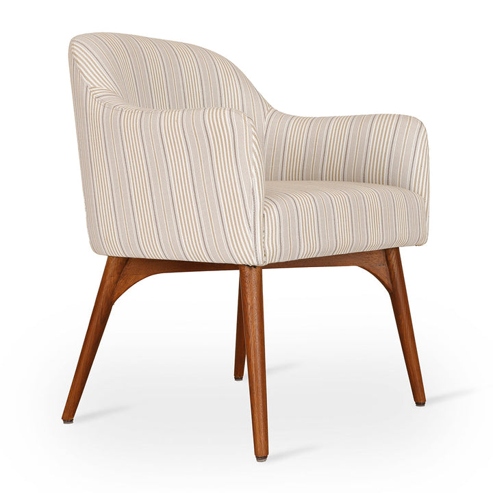 Aavaha - Teak Legs Dining Chair, White Fabric, Dining & Study Chairs - Alankaram