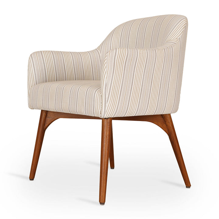 Aavaha - Teak Legs Dining Chair, White Fabric, Dining & Study Chairs - Alankaram