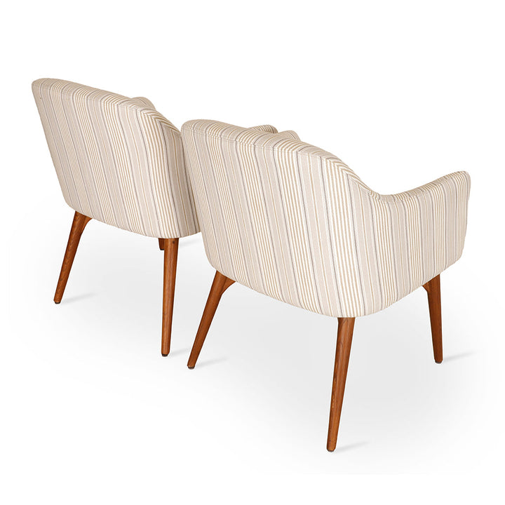 Aavaha - Teak Legs Dining Chair, White Fabric, Dining & Study Chairs - Alankaram