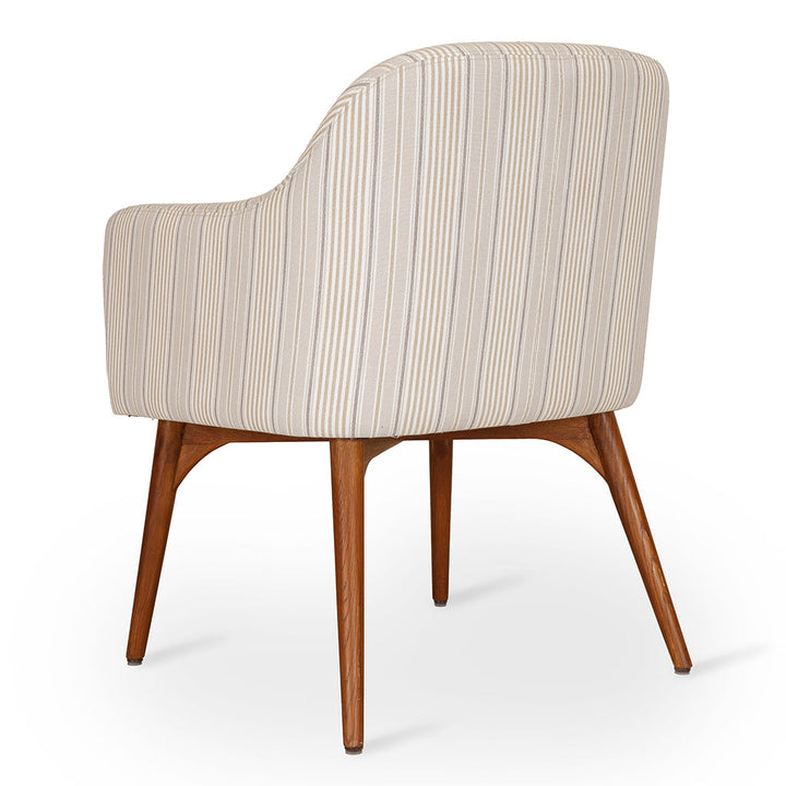 Aavaha - Teak Legs Dining Chair, White Fabric, Dining & Study Chairs - Alankaram