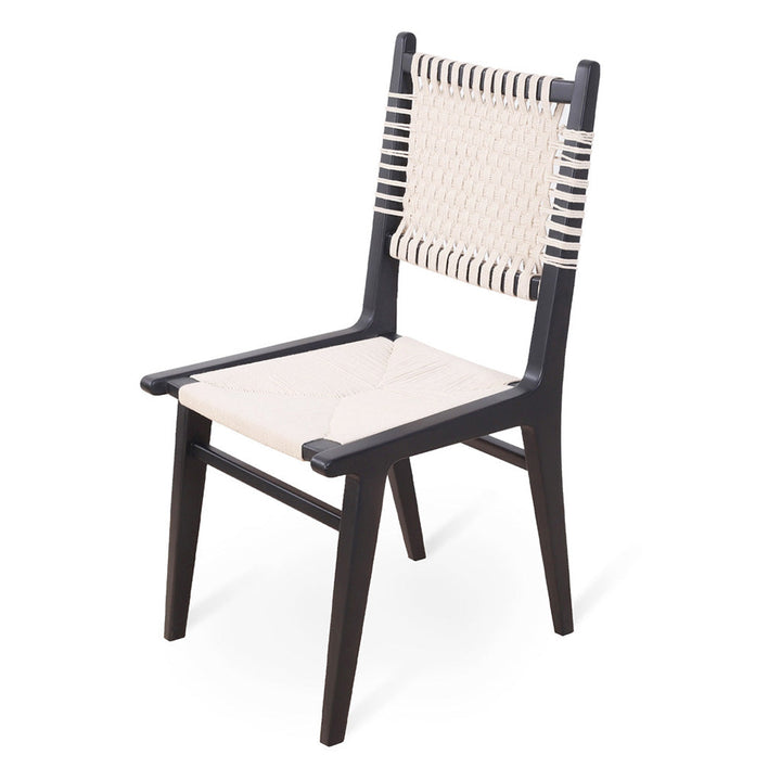 Asandi - Ash/Oak/Beech Dining Chair, Stained, Full White Woven, Dining & Study Chairs - Alankaram