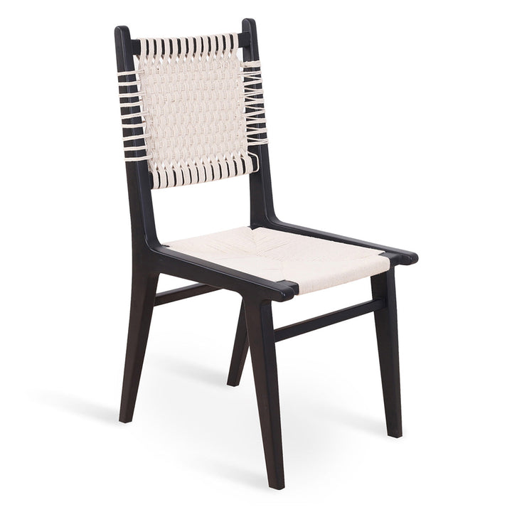 Asandi - Ash/Oak/Beech Dining Chair, Stained, Full White Woven, Dining & Study Chairs - Alankaram