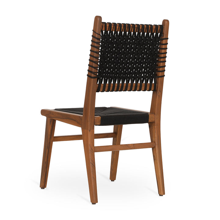 Asandi - Teak Dining Chair, Full Black Woven, Dining & Study Chairs - Alankaram