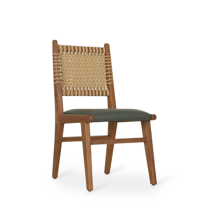 Asandi - Teak Dining Chair, Woven Back and Upholstered Seat, Dining & Study Chairs - Alankaram