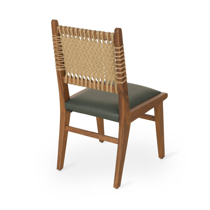 Asandi - Teak Dining Chair, Woven Back and Upholstered Seat, Dining & Study Chairs - Alankaram
