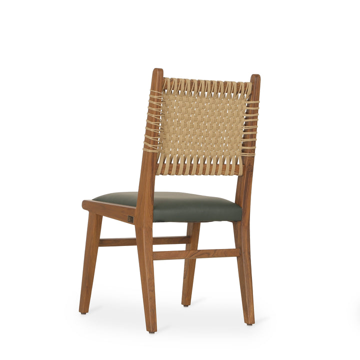 Asandi - Teak Dining Chair, Woven Back and Upholstered Seat, Dining & Study Chairs - Alankaram