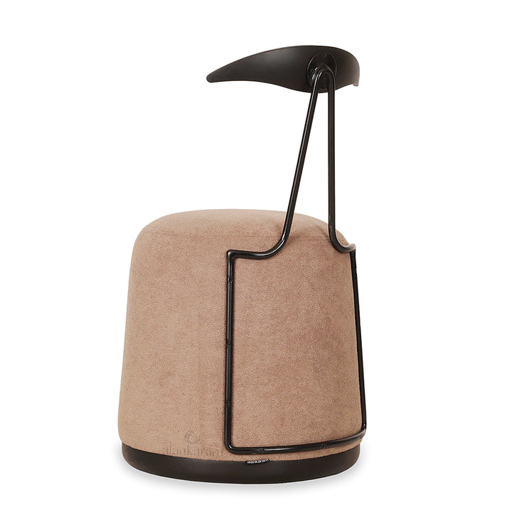 Credu - Solidwood Pouffe cum Chair with Cream Color Fabric