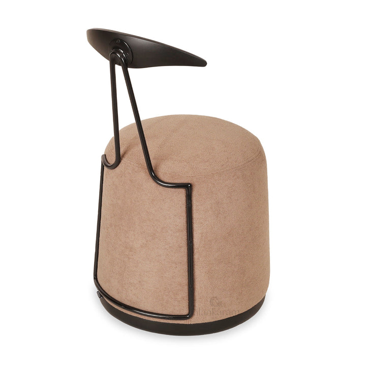Credu - Solidwood Pouffe cum Chair with Cream Color Fabric
