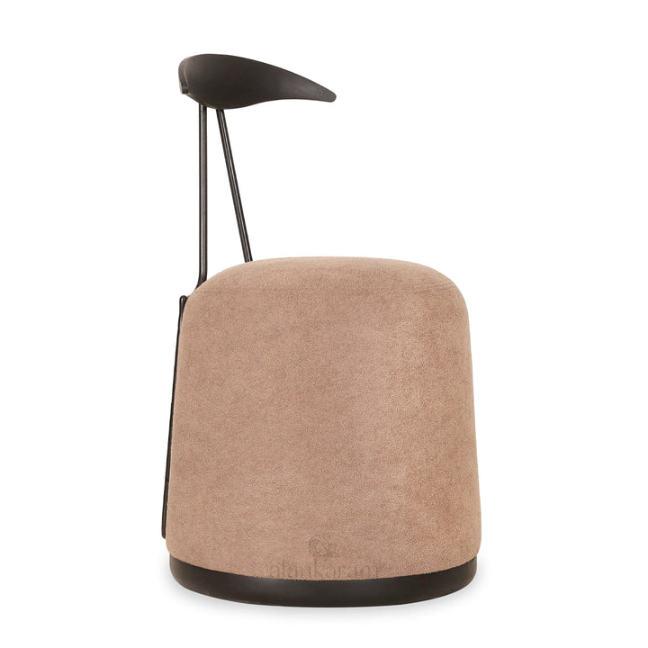 Credu - Solidwood Pouffe cum Chair with Cream Color Fabric
