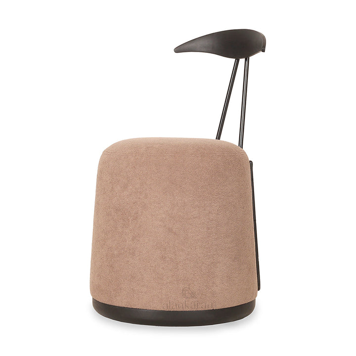 Credu - Solidwood Pouffe cum Chair with Cream Color Fabric