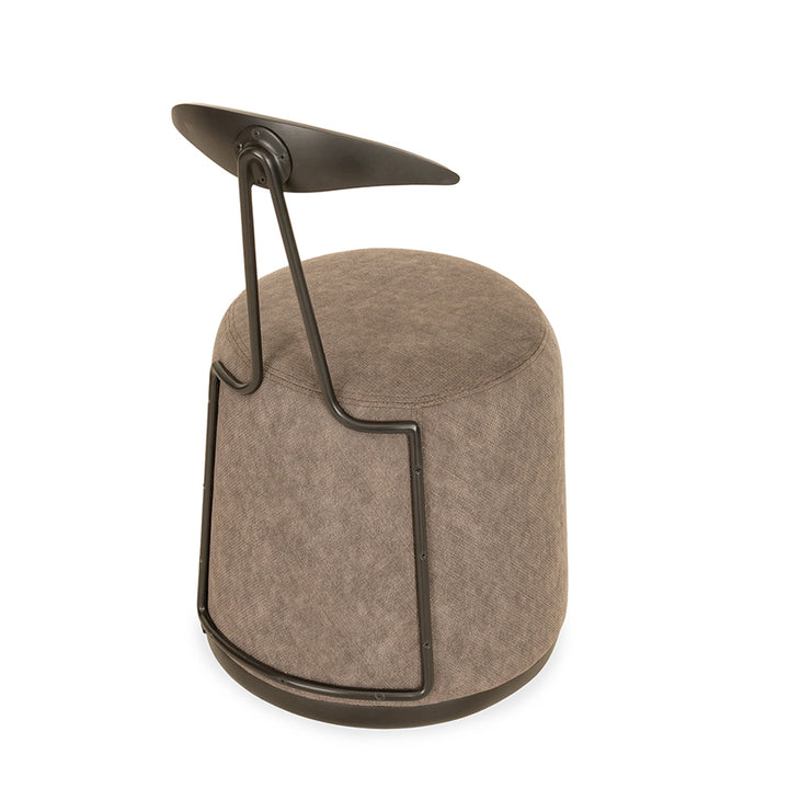 Credu - Solidwood Pouffe Cum Chair with Grey Fabric | Alankaram