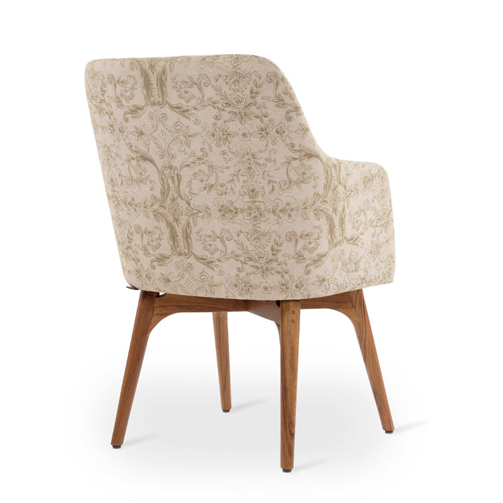 Dolt - Teakwood Dining Chair with Cream Floral Fabric