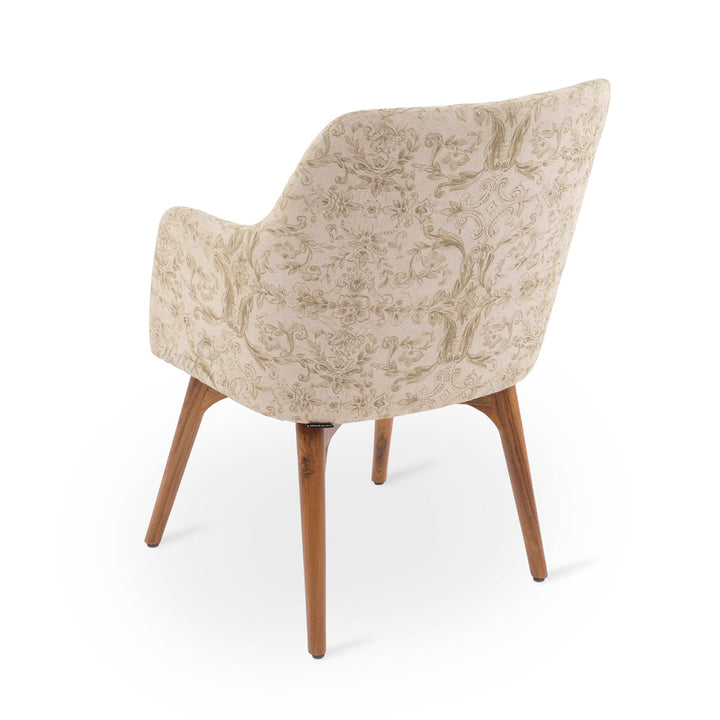 Dolt - Teakwood Dining Chair with Cream Floral Fabric