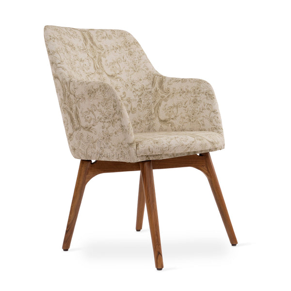 Dolt - Teakwood Dining Chair with Cream Floral Fabric