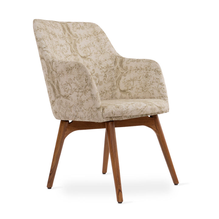 Dolt - Teakwood Dining Chair with Cream Floral Fabric
